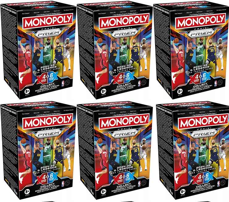 Monopoly Prizm 2024-25 NBA Panini Trading Cards - 6x Sealed Blaster Booster Boxes Monopoly Prizm 2024-25 NBA Panini Trading Cards - 6x Sealed Blaster Booster Boxes