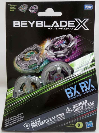 Beyblade X Booster Pack 2-Pack - Brace Triceratops M-85BS & Dagger Dran 7-55K