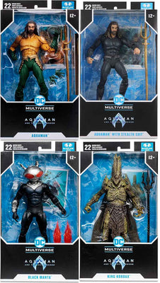 DC Multiverse Aquaman And The Lost Kingdom 7 Inch Action Figure Series 1 - Set of 4 (2X Aquaman - Kordax - Black Manta)