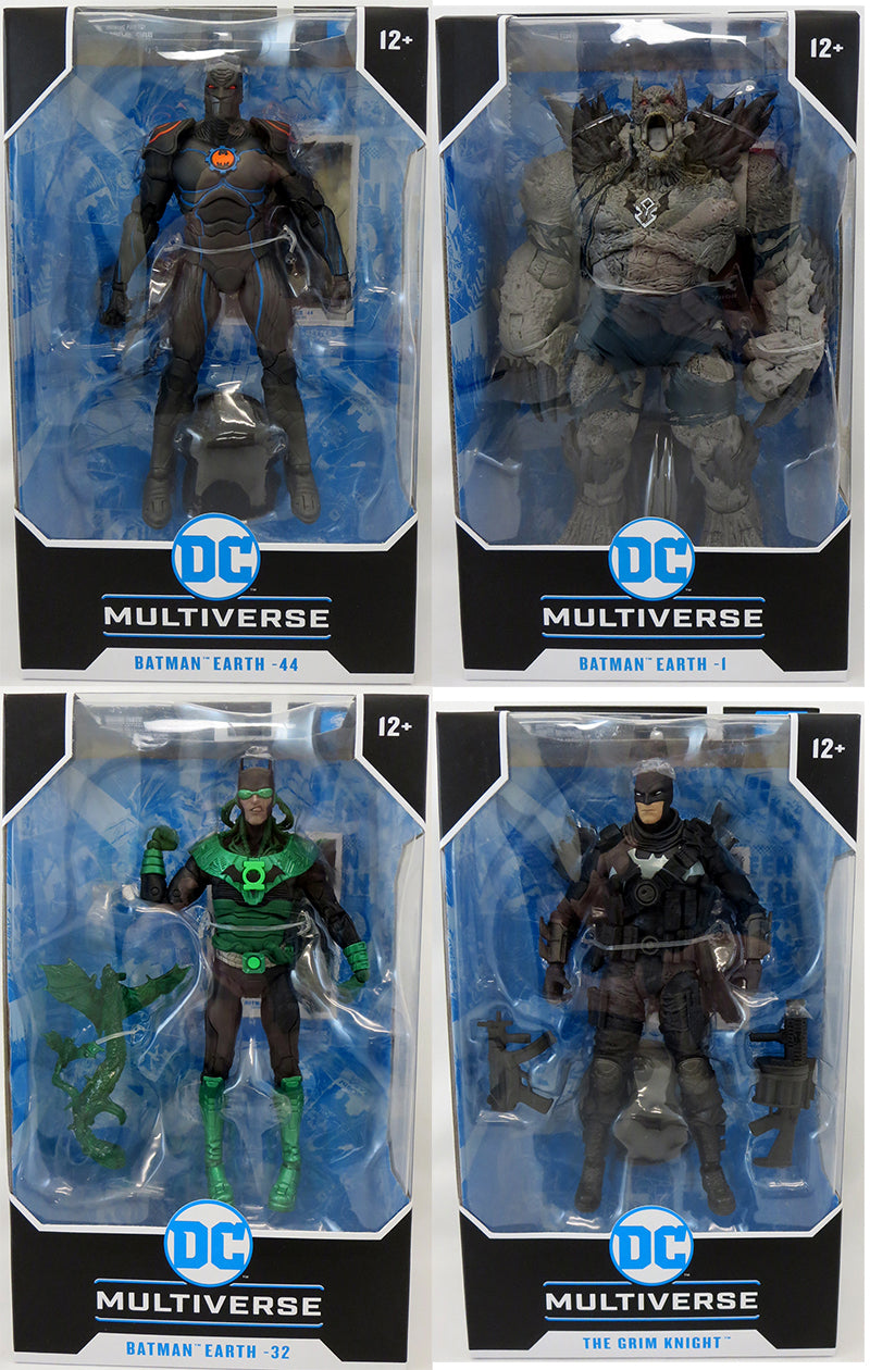 DC Multiverse Dark Nights Metal 7 Inch Action Figure Comic Series - Set of 4 (Grim Knight - Batman Earth #1-#32-#44)