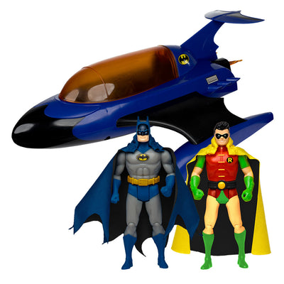 DC Super Powers 4 Inch Scale Vehicle Figure Wave 10 Crowdfunded Exclusive - The Bat Multicraft with Batman & Robin Round Buckle Bundle