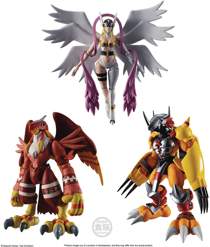 Digimon Adventure 3 Inch Action Figure Shokugan - Set of 3 (Wargreymon - Angewomon - Garudamon)