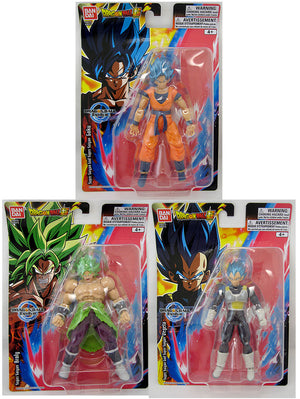 Dragonball Super 5 Inch Action Figure Basic Series - Set of 3 (SS Blue Goku - SS Blue Vegeta - SS Broly)