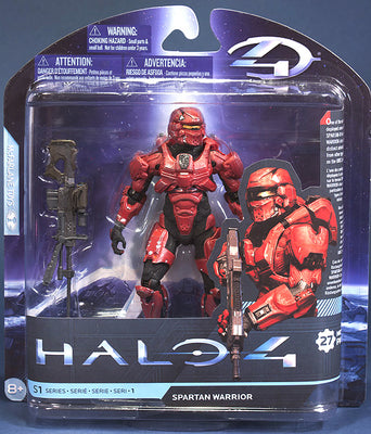 Halo 4 5 Inch Action Figure Series 1 - Spartan Warrior Red (Bubble had to be taped to card as it became unglued)