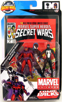 Marvel Universe Secret Wars Action Figure Comic 2-Pack Series - Magneto and Black Costume Spider-Man