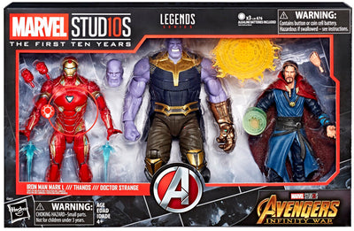 Marvel Legends Studios 6 Inch Action Figure 10th Anniversary Series 3-Pack - Iron Man Mark L - Thanos - Doctor Strange