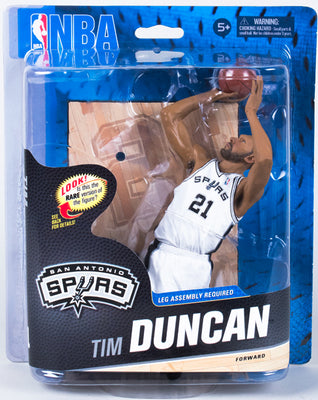 NBA Basketball 6 Inch Action Figure Series 24 - Tim Duncan White Jersey Silver Level Variant (Small Rip On Cardboard)