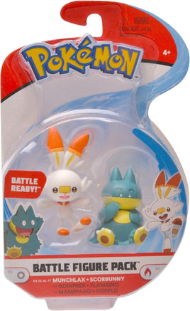 Pokemon 2 Inch Action Figure Battle Figure Pack - Munchlax and Scorbunny
