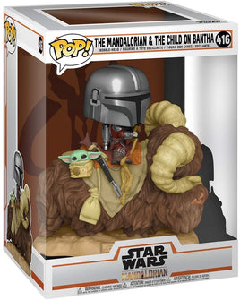 Pop Star Wars The Mandalorian 3.75 Inch Action Figure Deluxe - The Mandalorian & The Child on Bantha #416