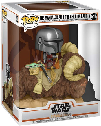 Pop Star Wars The Mandalorian 3.75 Inch Action Figure Deluxe - The Mandalorian & The Child on Bantha #416