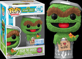 Pop Television Sesame Street 3.75 Inch Action Figure - Oscar The Grouch Flocked #1793