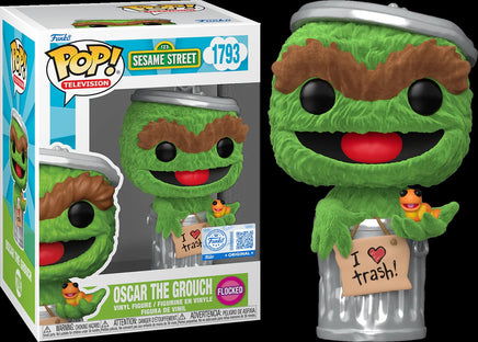 Pop Television Sesame Street 3.75 Inch Action Figure - Oscar The Grouch Flocked #1793