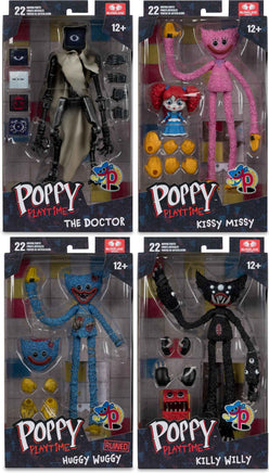 Poppy Playtime 7 Inch Action Figure Bendable - Set of 4 (Missy - Wuggy - Willy - Doctor)
