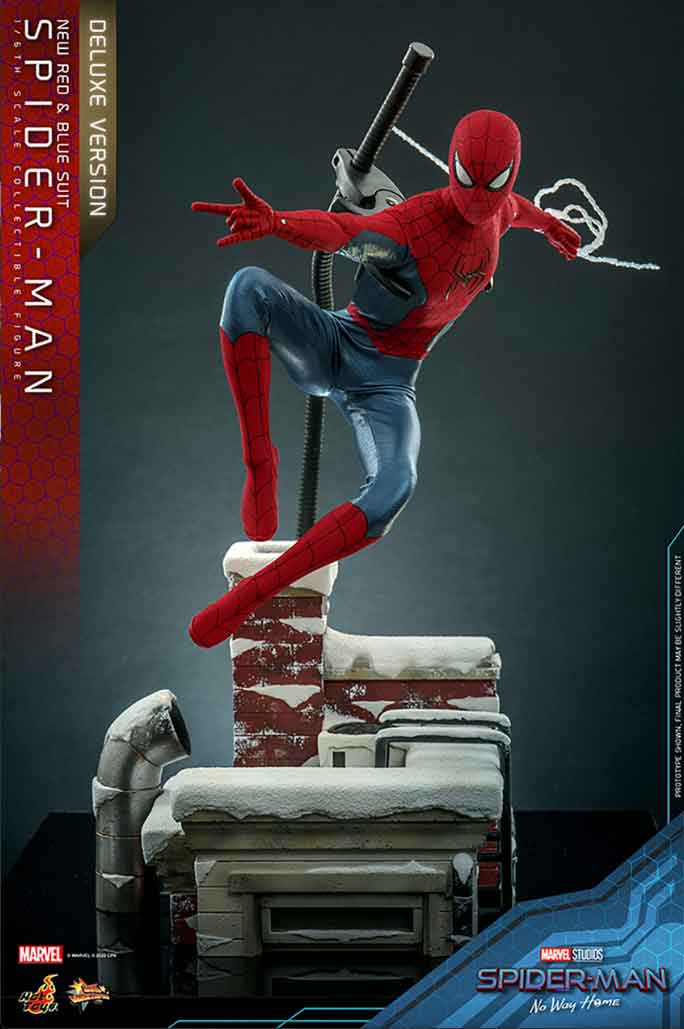 Spider-Man No Way Home 12 Inch Action Figure 1/6 Scale - Spider-Man New Red & Blue Suit Deluxe Version Hot Toys 9120362