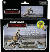 Star Wars The Vintage Collection 3.75 Inch Scale Vehicle Figure Deluxe - Speeder Bike with Scout Trooper & Grogu