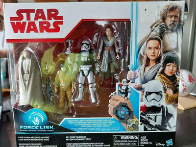 Star Wars Universe Force Link 3.75 Inch Scale Action Figure 4-Pack - (Luke - Rey - Rose - Trooper)