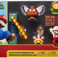 Super Mario Nintendo 4 Inch Action Figure Box Set - Lava Castle Diorama