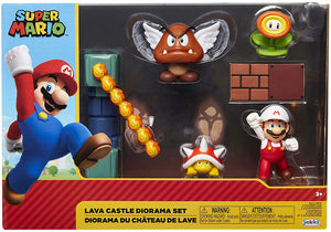 Super Mario Nintendo 4 Inch Action Figure Box Set - Lava Castle Diorama