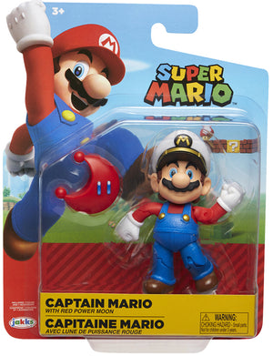 Super Mario 4 Inch Action Figure World Of Nintendo Wave 15 - Captain Mario with Red Power Moon