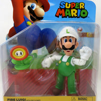 Super Mario World Of Nintendo 4 Inch Action Figure Wave 22 - Fire Luigi with Fire Flower