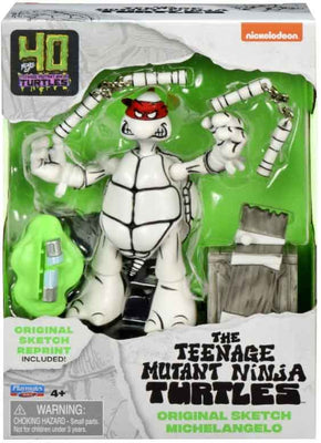 Teenage Mutant Ninja Turtles 4.5 Inch Action Figure Original Sketch - Michelangelo Black & White