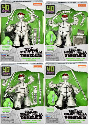 Teenage Mutant Ninja Turtles 4.5 Inch Action Figure Original Sketch - Set of 4 (Black & White)