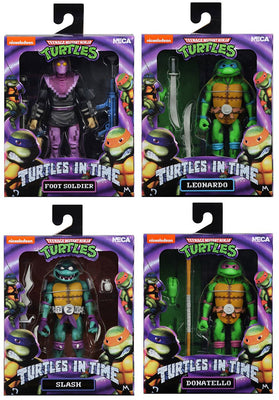 Teenage Mutant Ninja Turtles 7 Inch Figure Turtles In Time - Set of 4 (Donatello - Leonardo - Slash - Foot Soldier)