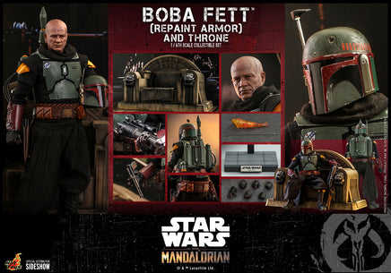 The Mandalorian 12 Inch Action Figure 1/6 Scale - Boba Fett (Repaint Armor) and Throne Hot Toys 90885
