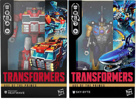Transformers Age Of The Primes 7 Inch Action Figure Voyager Class (2025 Wave 2) - Set of 2 (Heatwave - Sky Byte)