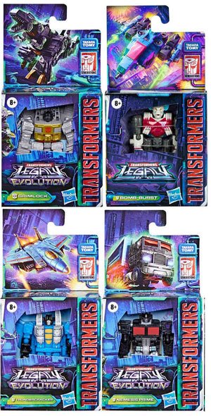 Transformers Legacy Evolution 3.5 Inch Action Figure Core Class Wave 3 - Set (Grimlock - Thunder - Prime - Bomb Burst)