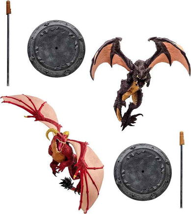 World Of Warcraft 7 Inch Static Figure 2-Pack - Red Highland Drake & Black Proto Drake