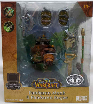 World Of Warcraft Posed 7 Inch Static Figure Wave 2 Exclusive - Green Pandaren Monk & Rogue Platinum