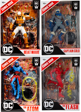 DC Direct Comic 7 Inch Action Figure The Flash Wave 2 - Set of 4 (Flash - Atom - Cold - Heatwave)