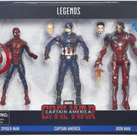 Marvel Legends Captain America Civil War 6 Inch Action Figure 3-Pack Series - Spider-Man - Captain America - Iron Man