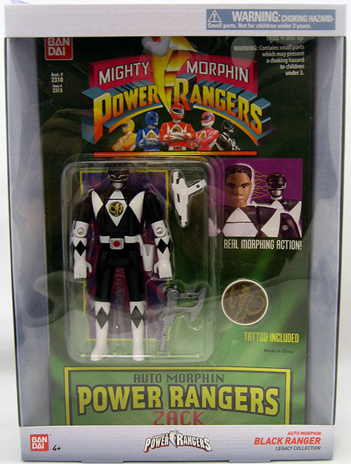 Mighty Morphin Power Rangers 5 Inch Action Figure Auto Morphin Series - Head Morphin Black Ranger