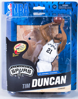 NBA Basketball 6 Inch Action Figure Series 24 - Tim Duncan White Jersey Silver Level Variant (Small Rip On Cardboard)