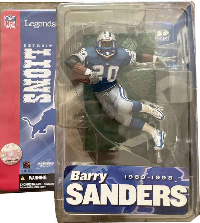 NFL Football Lions 6 Inch Static Figure Sportspicks Legends - Barry Sanders  Blue Jersey