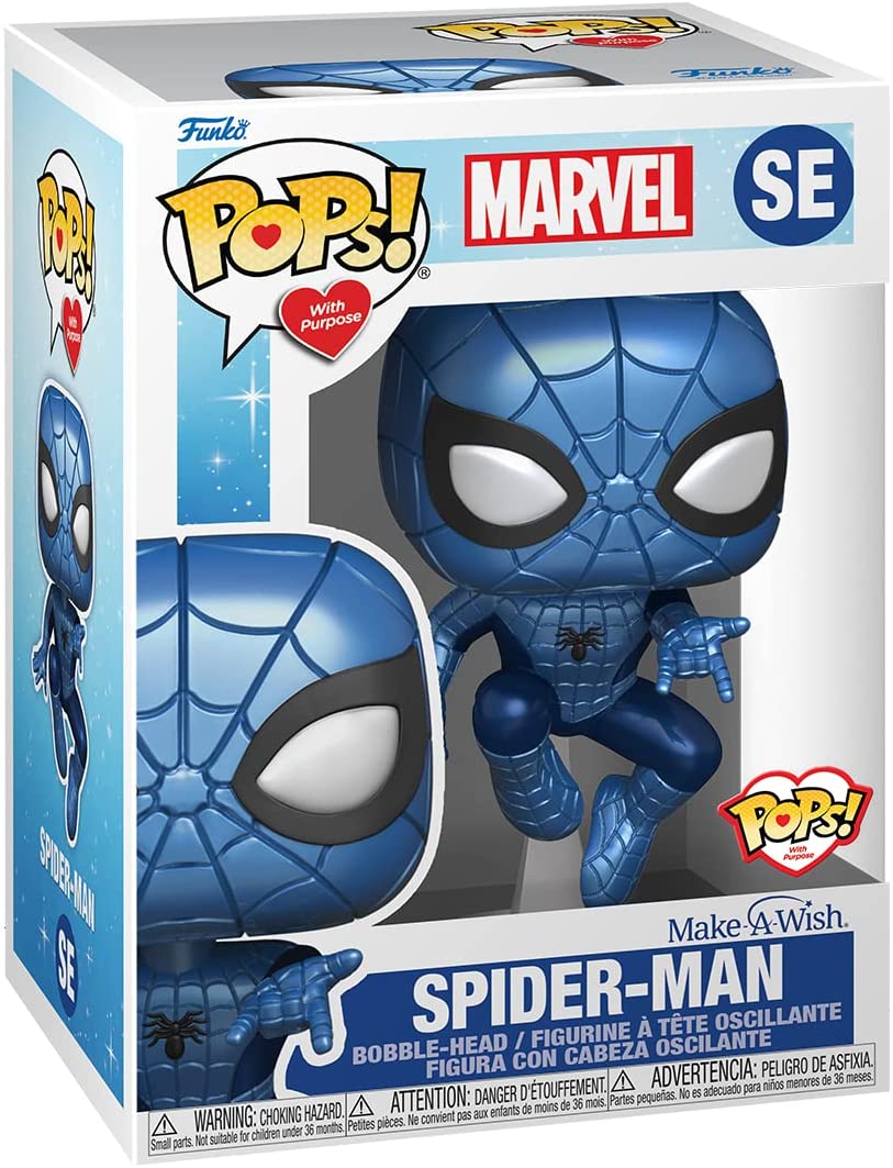 Pop Marvel Spider-Man 3.75 Inch Action Figure - Make A Wish Spider-Man (Metallic) SE