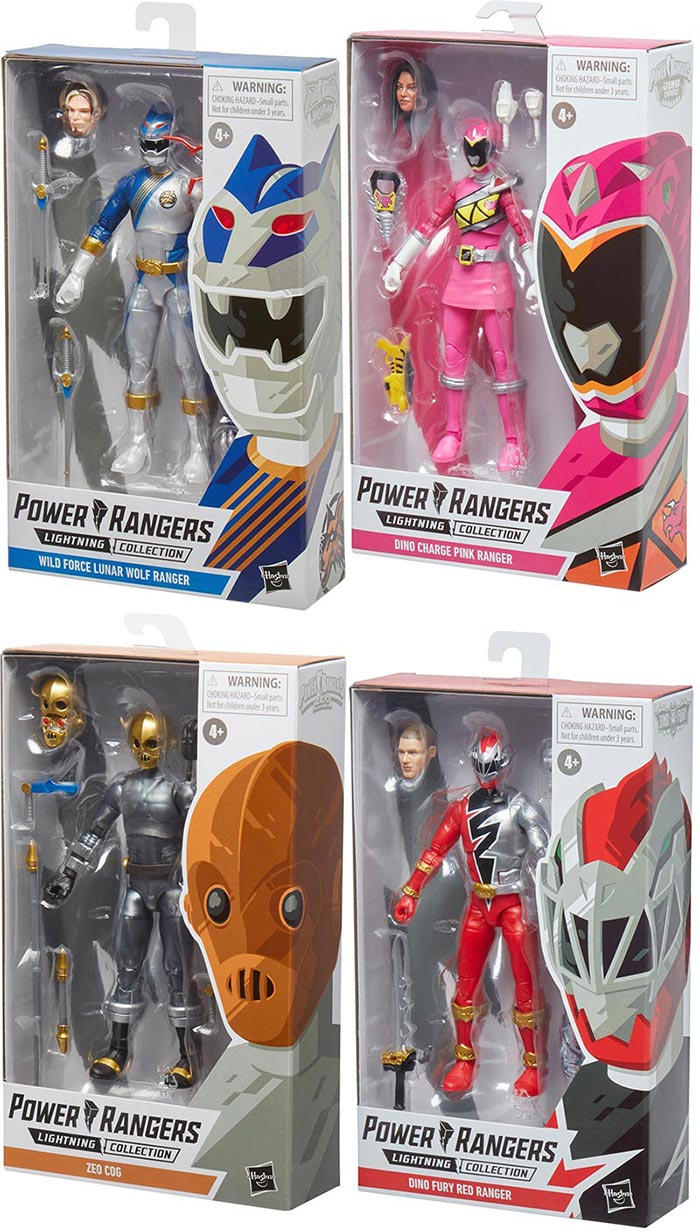 Power Rangers Lightning Collection 6 Inch Action Figure Wave 11 - Set of 4 (Dino Red - Zeo Cog - Dino Pink - Wolf)