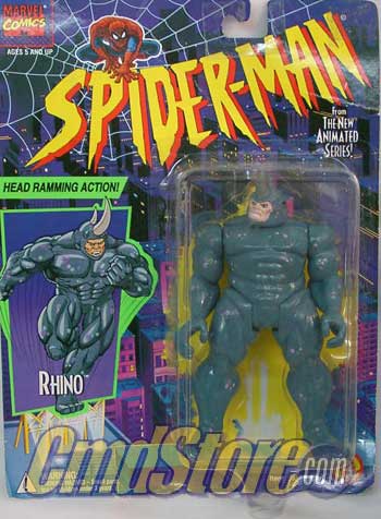 RHINO Head Ramming Action Spider-Man Animated Series Marvel Action Figure by Toy Biz