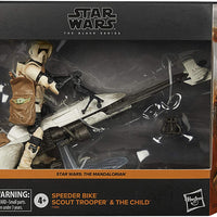 Star Wars The Black Series 6 Inch Vehicle Figure Box Art Exclusive - Speeder Bike Scout Trooper & The Child