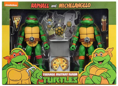 Teenage Mutant Ninja Turtles 7 Inch Action Figure 1980 Cartoon 2-Pack - Michelangelo & Raphael