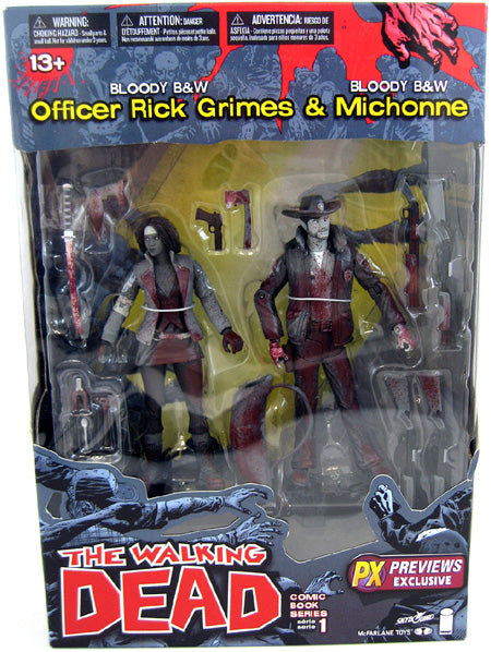 The Walking Dead 5 Inch Action Figure 2-Pack Exclusive - Officer Rick Grimes & Michonne Black & White