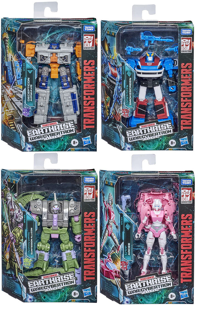 Transformers Earthrise War For Cybertron 6 Inch Figure Deluxe Class - Set of 4 (Allicon - Arcee - Airwave - Smokescreen)