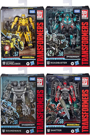 Transformers Studio Series 6 Inch Figure Deluxe Class - Set of 4 (Offroad Bumblebee - Roadbuster - Shatter - Soundwave)