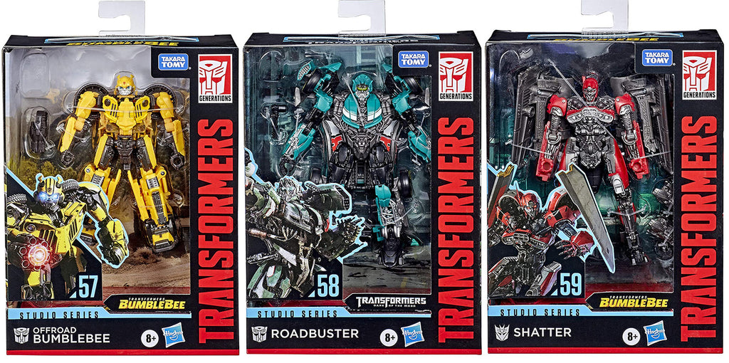Transformers Studio Series 6 Inch Action Figure Deluxe Class - Set of 3 (Offroad Bumblebee - Roadbuster - Shatter)